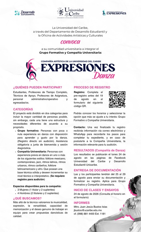 Convocatoria  a la Compañía Artística de Expresiones Danza