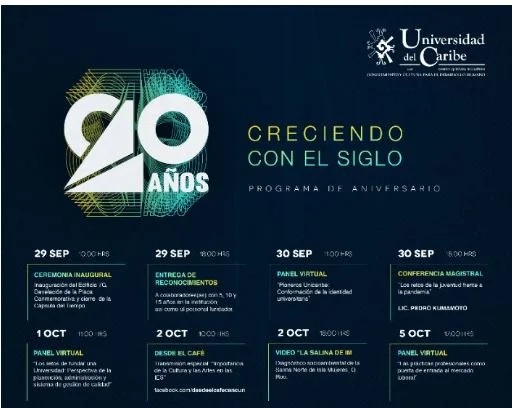 La unicaribe festejará su xx aniversario con tres semanas de eventos virtuales