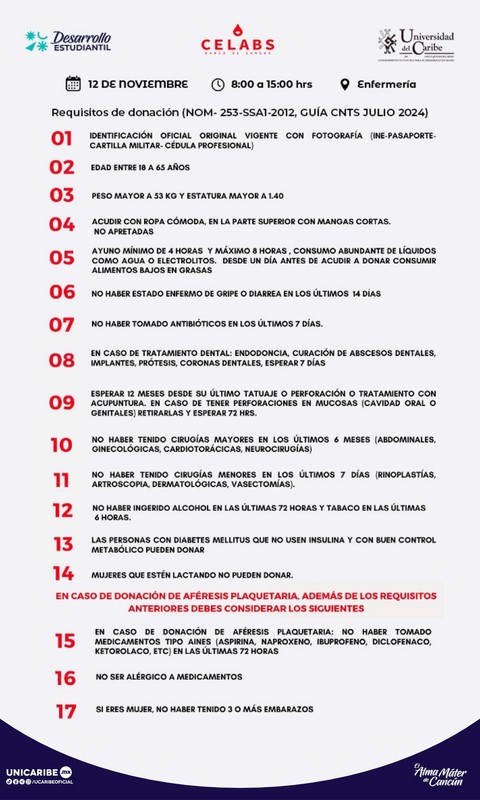 ¿Cumples con los requisitos para donar sangre? ¡Salva vidas este 12 de noviembre!