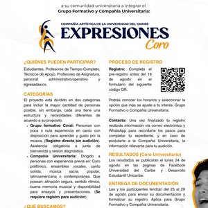 Convocatoria a la Compañía Artística Expresiones Coro