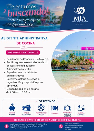 Asistente Administrativa de Cocina