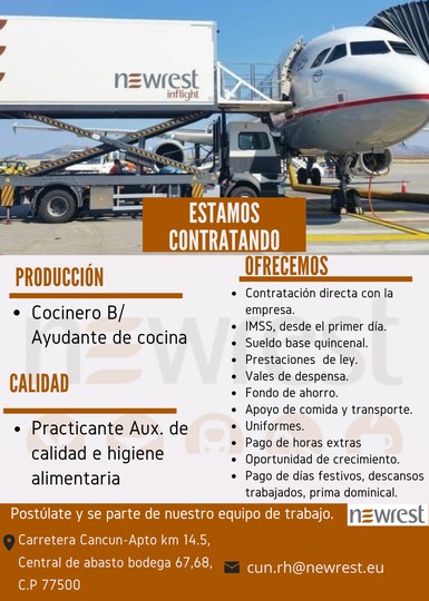 Newrest  COCINERO B / AYUDANTE DE COCINA