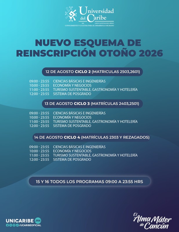 ¡Checa tus fechas de Reinscripción!