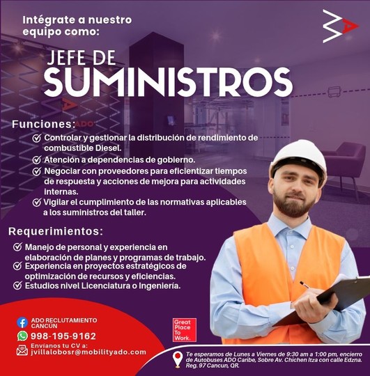 Jefe de suministros Mobility ADO Sept.