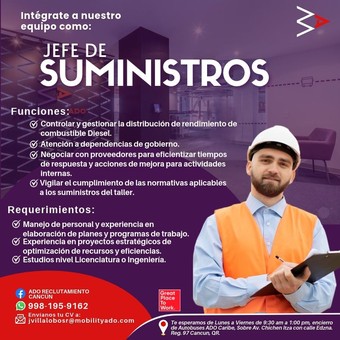 Jefe de suministros Mobility ADO Sept.