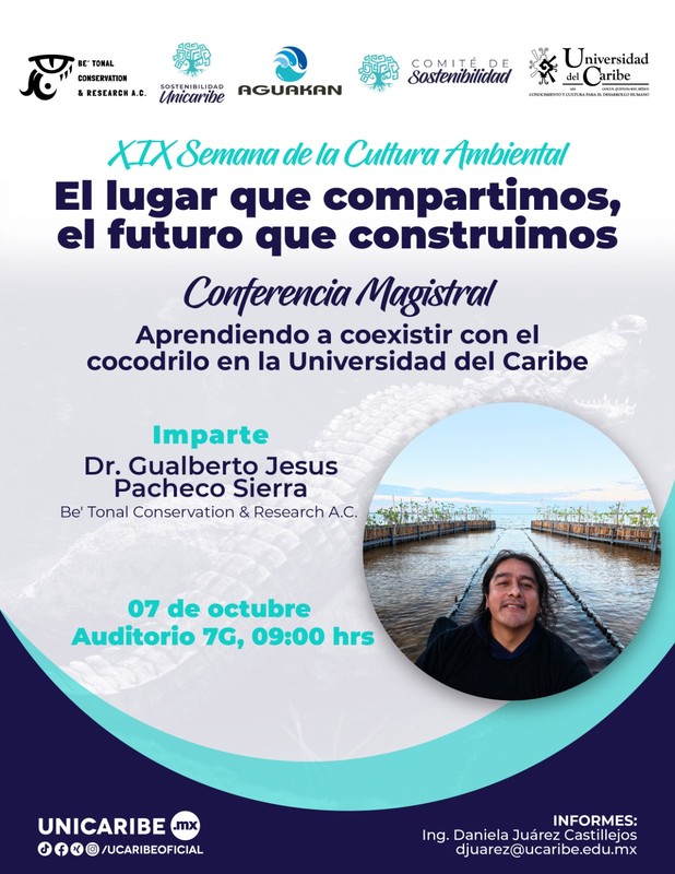 Conferencia "Aprendiendo a coexistir con los cocodrilos de la Unicaribe"