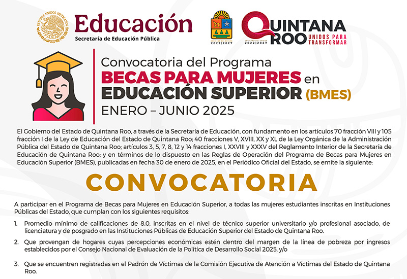 Convocatoria Becas para Mujeres Educación Superior enero-junio 2025